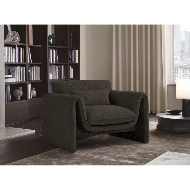 Meridian Stylus Brown Boucle Fabric Chair IMAGE 2