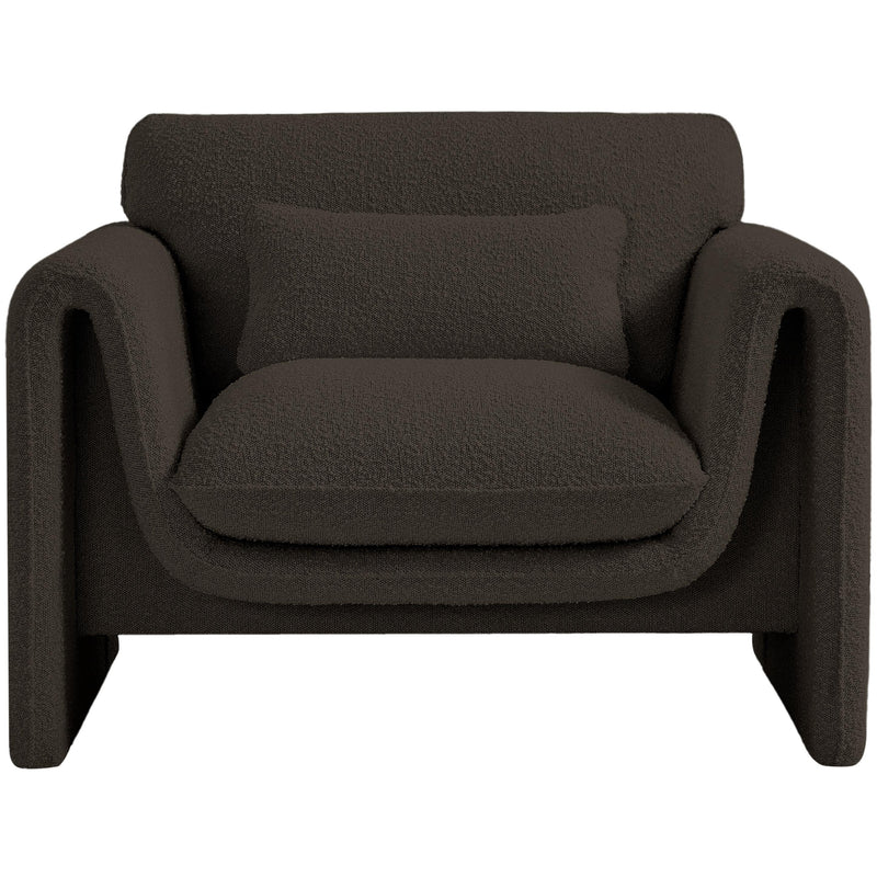 Meridian Stylus Brown Boucle Fabric Chair IMAGE 4