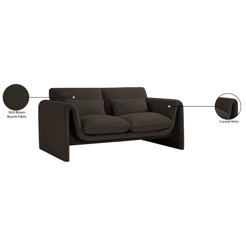 Meridian Stylus Brown Boucle Fabric Loveseat IMAGE 17