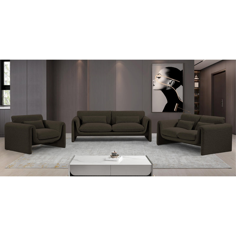 Meridian Stylus Brown Boucle Fabric Loveseat IMAGE 18
