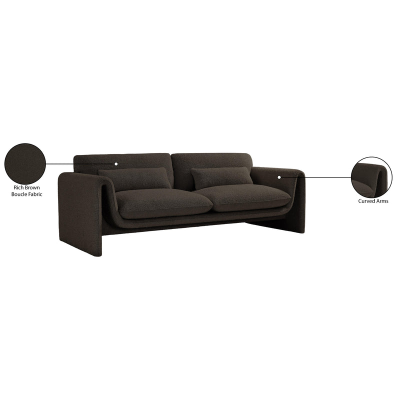 Meridian Stylus Brown Boucle Fabric Sofa IMAGE 17