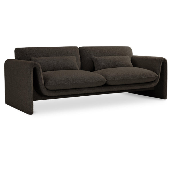 Meridian Stylus Brown Boucle Fabric Sofa IMAGE 1