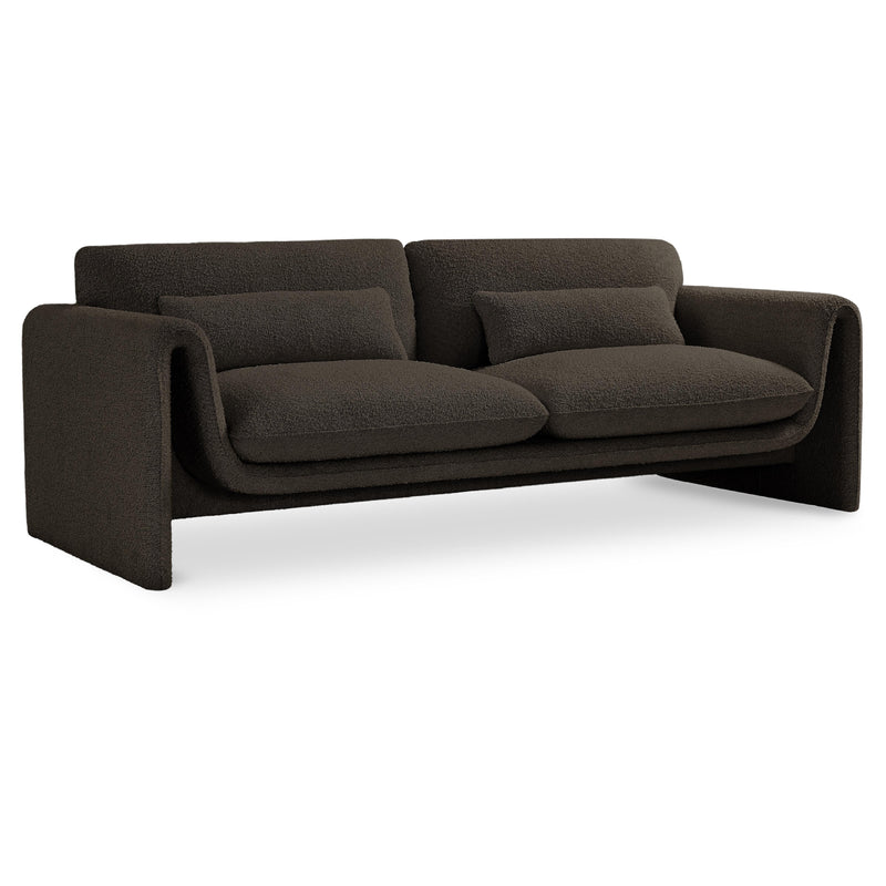 Meridian Stylus Brown Boucle Fabric Sofa IMAGE 1