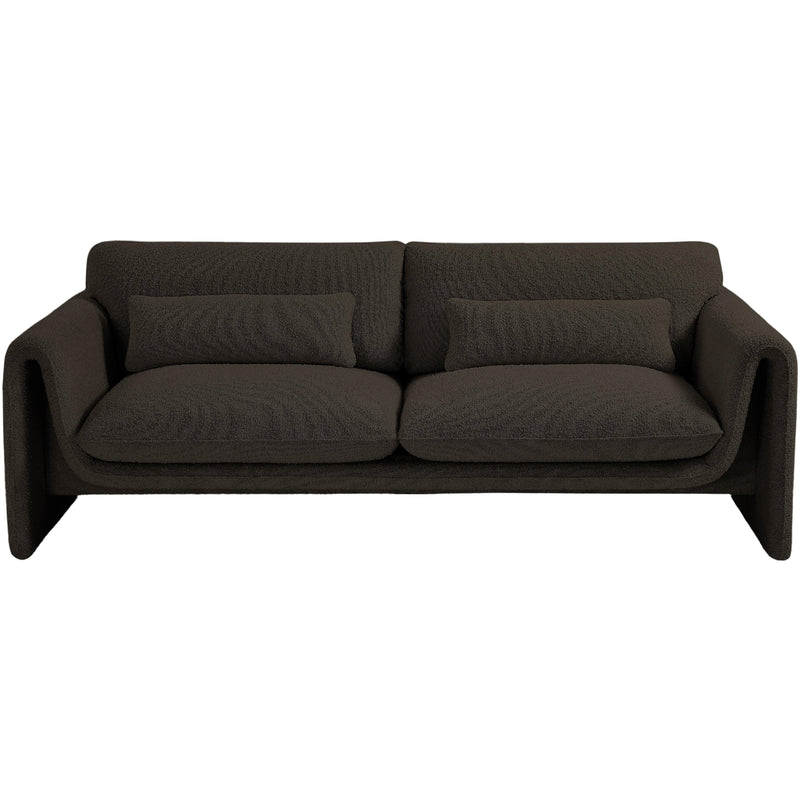 Meridian Stylus Brown Boucle Fabric Sofa IMAGE 5
