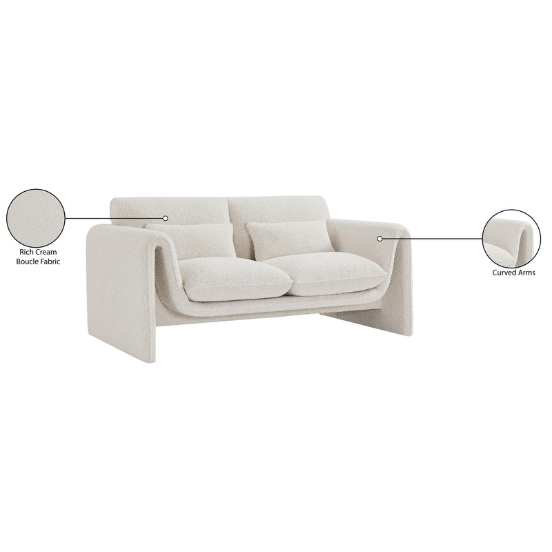 Meridian Stylus Cream Boucle Fabric Loveseat IMAGE 17