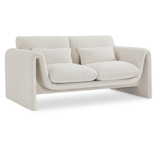 Meridian Stylus Cream Boucle Fabric Loveseat IMAGE 1