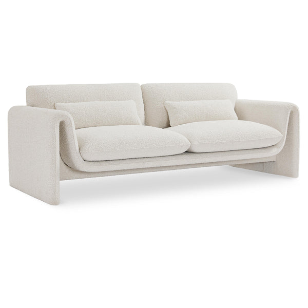 Meridian Stylus Cream Boucle Fabric Sofa IMAGE 1