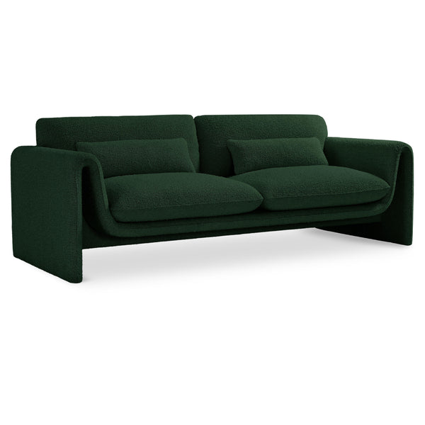 Meridian Stylus Green Boucle Fabric Sofa IMAGE 1