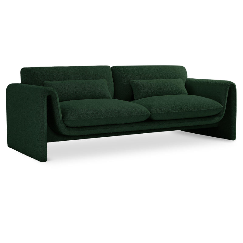 Meridian Stylus Green Boucle Fabric Sofa IMAGE 1