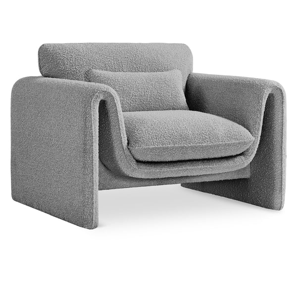 Meridian Stylus Grey Boucle Fabric Chair IMAGE 1