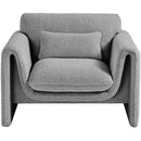 Meridian Stylus Grey Boucle Fabric Chair IMAGE 5