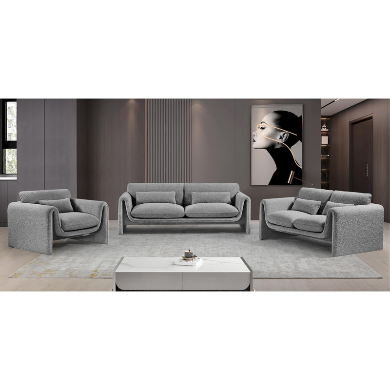 Meridian Stylus Grey Boucle Fabric Loveseat IMAGE 18