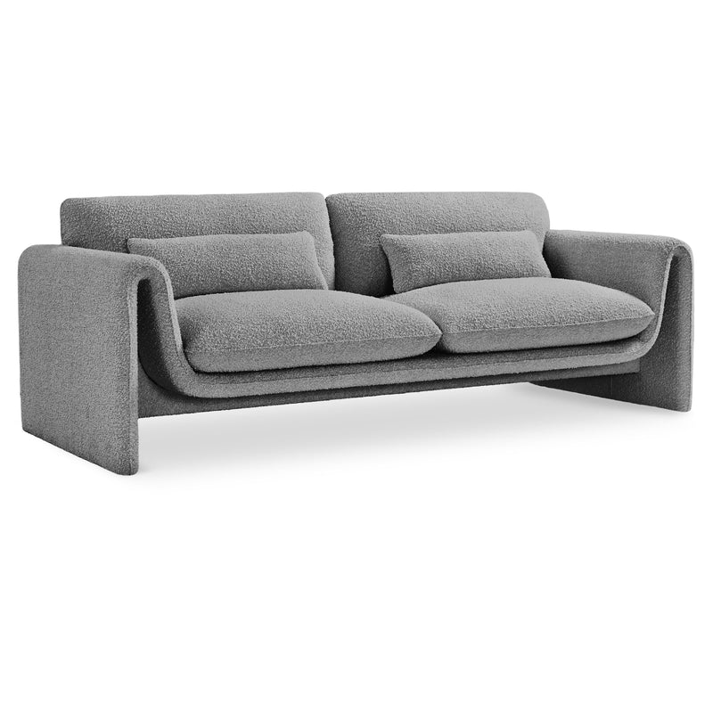 Meridian Stylus Grey Boucle Fabric Sofa IMAGE 1