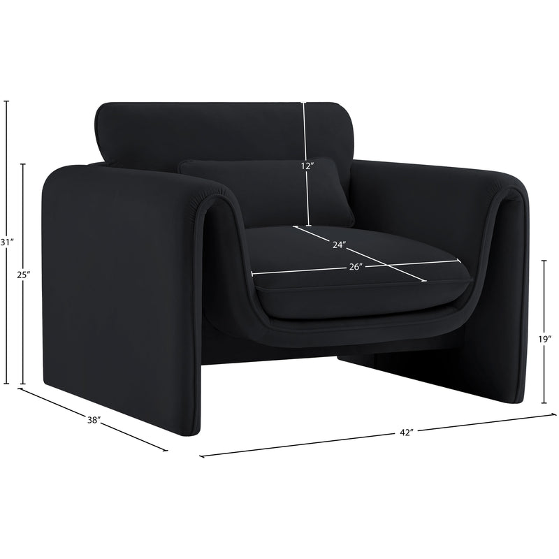 Meridian Sloan Black Velvet Fabric Chair IMAGE 15