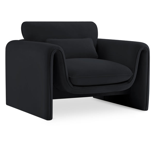 Meridian Sloan Black Velvet Fabric Chair IMAGE 1
