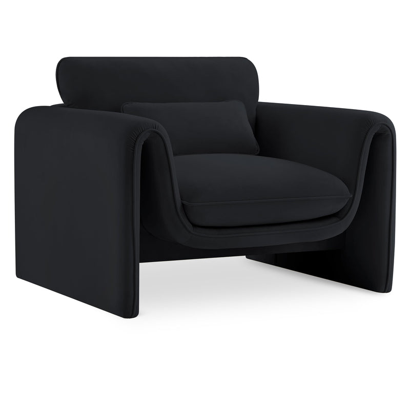 Meridian Sloan Black Velvet Fabric Chair IMAGE 1