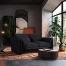 Meridian Sloan Black Velvet Fabric Loveseat IMAGE 2