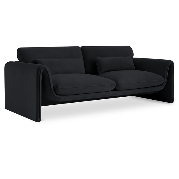 Meridian Sloan Black Velvet Fabric Sofa IMAGE 1