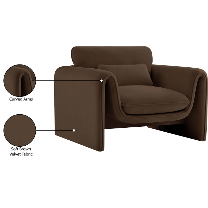 Meridian Sloan Brown Velvet Fabric Chair IMAGE 16