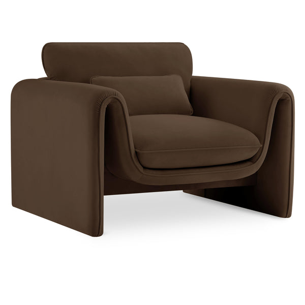 Meridian Sloan Brown Velvet Fabric Chair IMAGE 1
