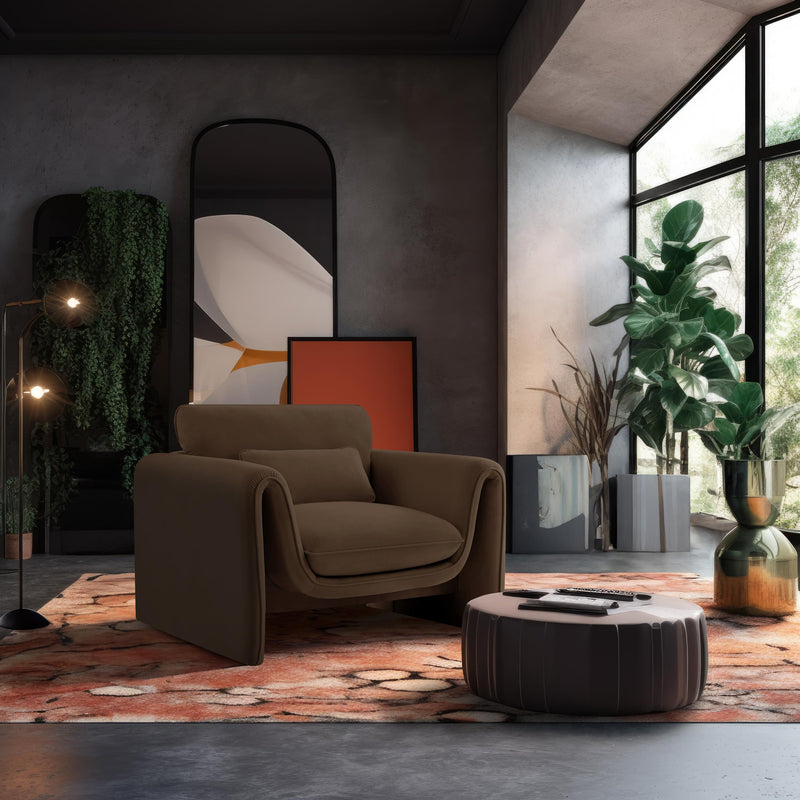 Meridian Sloan Brown Velvet Fabric Chair IMAGE 2