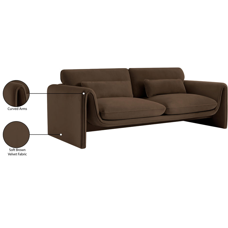Meridian Sloan Brown Velvet Fabric Sofa IMAGE 16