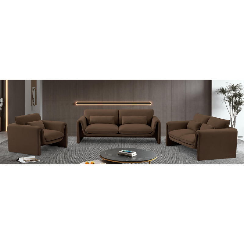 Meridian Sloan Brown Velvet Fabric Sofa IMAGE 17