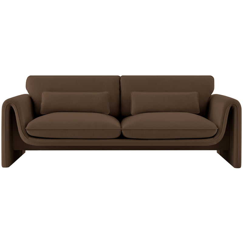 Meridian Sloan Brown Velvet Fabric Sofa IMAGE 4