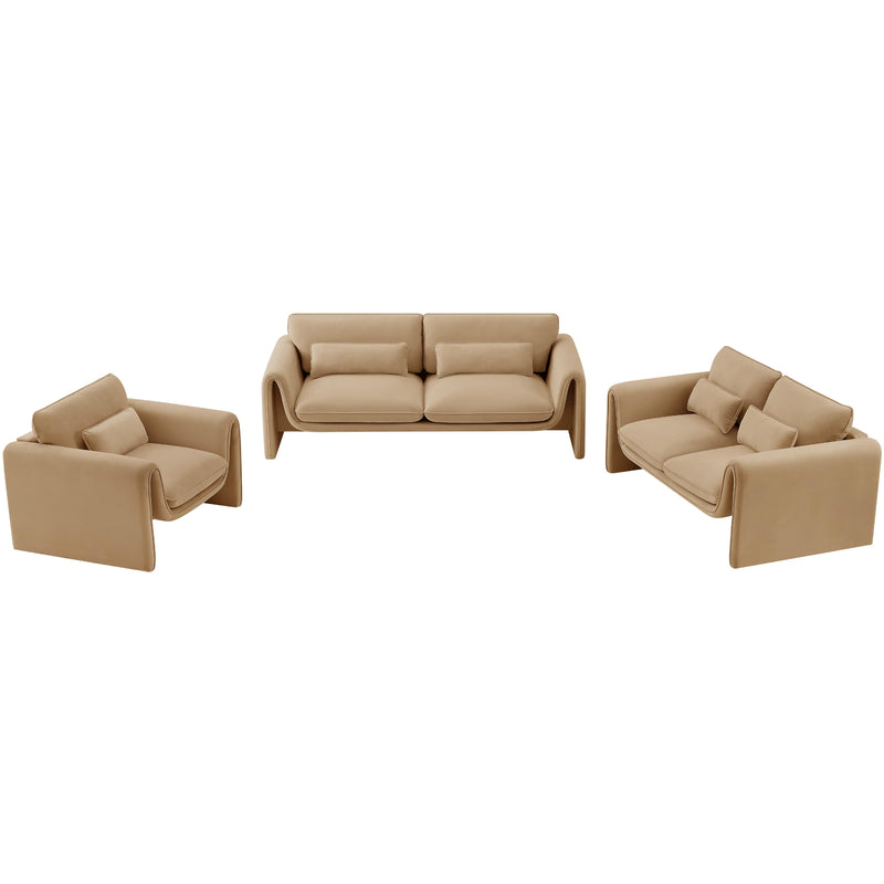 Meridian Sloan Camel Velvet Fabric Chair IMAGE 13