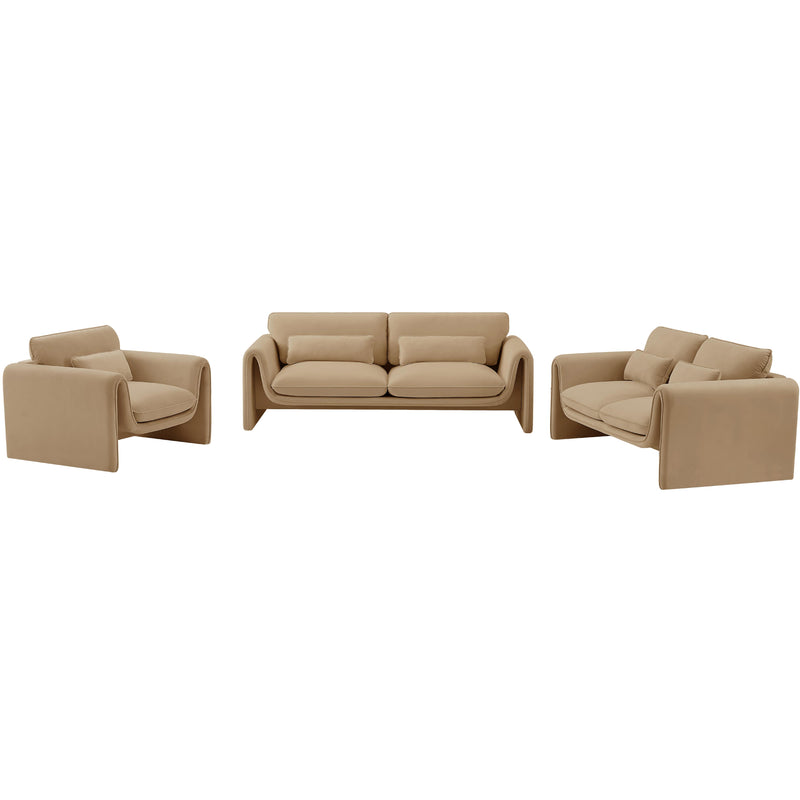 Meridian Sloan Camel Velvet Fabric Chair IMAGE 14
