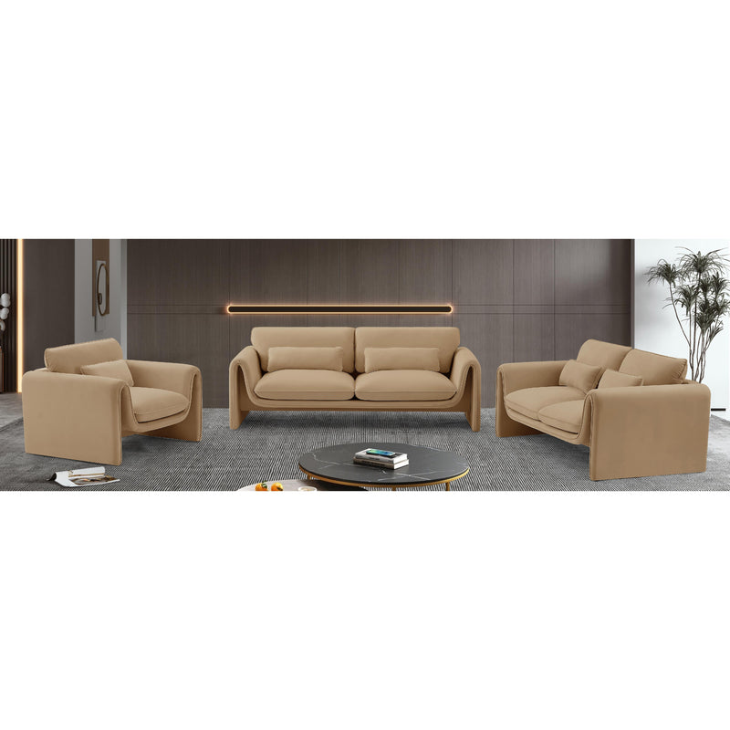 Meridian Sloan Camel Velvet Fabric Chair IMAGE 17