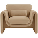 Meridian Sloan Camel Velvet Fabric Chair IMAGE 4