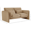 Meridian Sloan Camel Velvet Fabric Loveseat IMAGE 15
