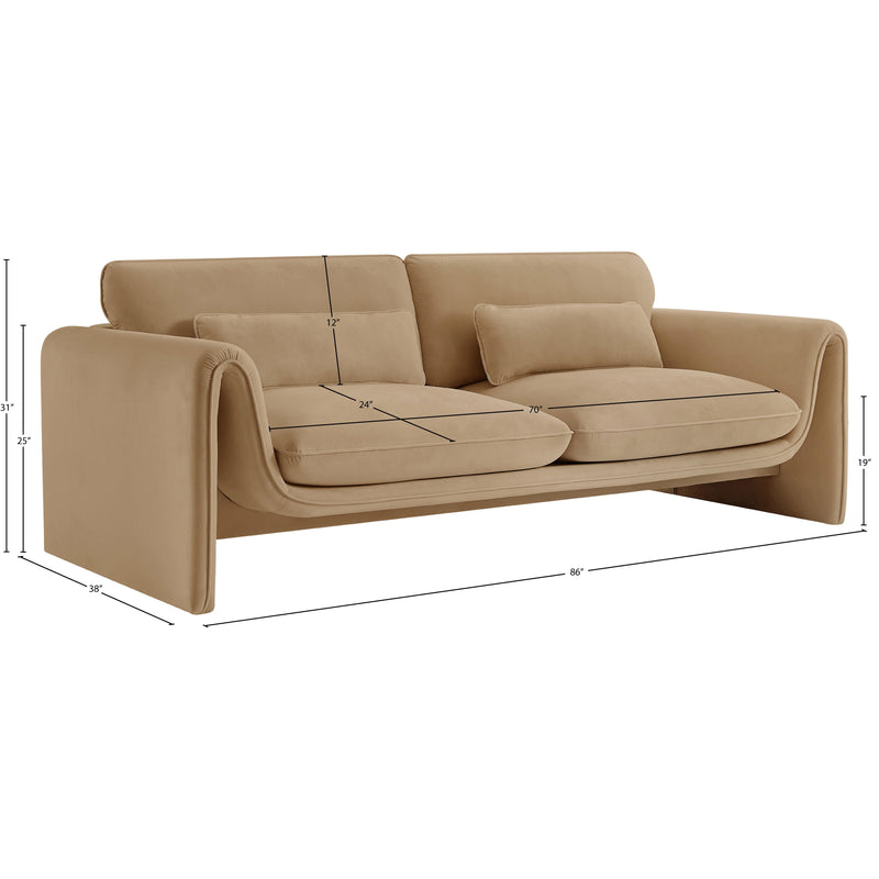 Meridian Sloan Camel Velvet Fabric Sofa IMAGE 15