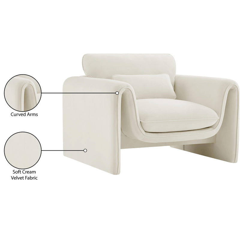 Meridian Sloan Cream Velvet Fabric Chair IMAGE 16
