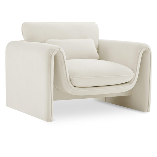 Meridian Sloan Cream Velvet Fabric Chair IMAGE 1