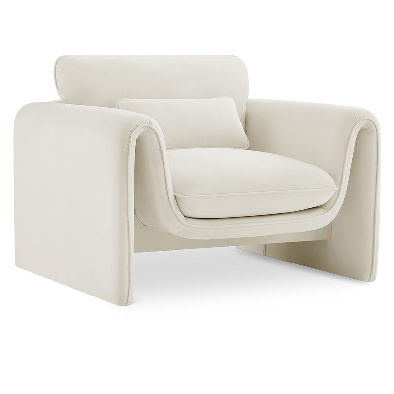 Meridian Sloan Cream Velvet Fabric Chair IMAGE 1