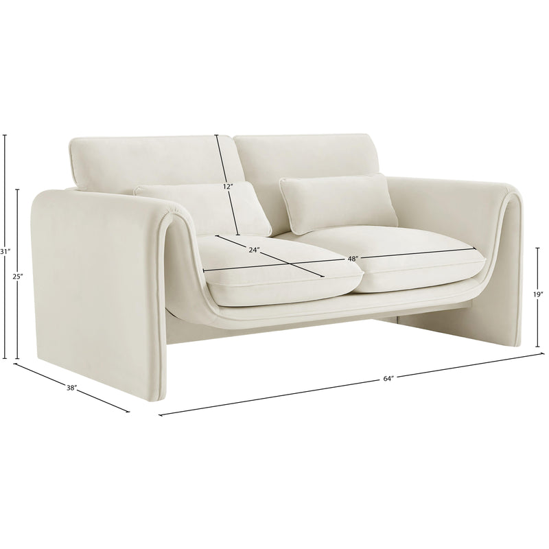 Meridian Sloan Cream Velvet Fabric Loveseat IMAGE 15