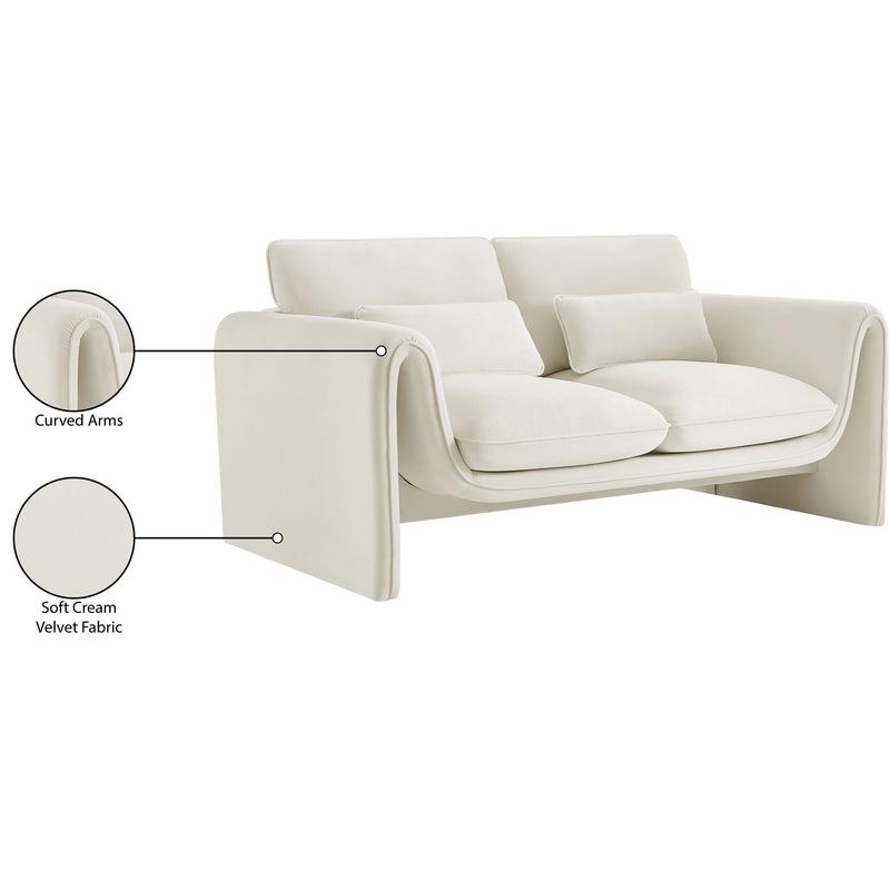 Meridian Sloan Cream Velvet Fabric Loveseat IMAGE 16