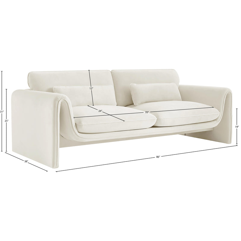Meridian Sloan Cream Velvet Fabric Sofa IMAGE 15