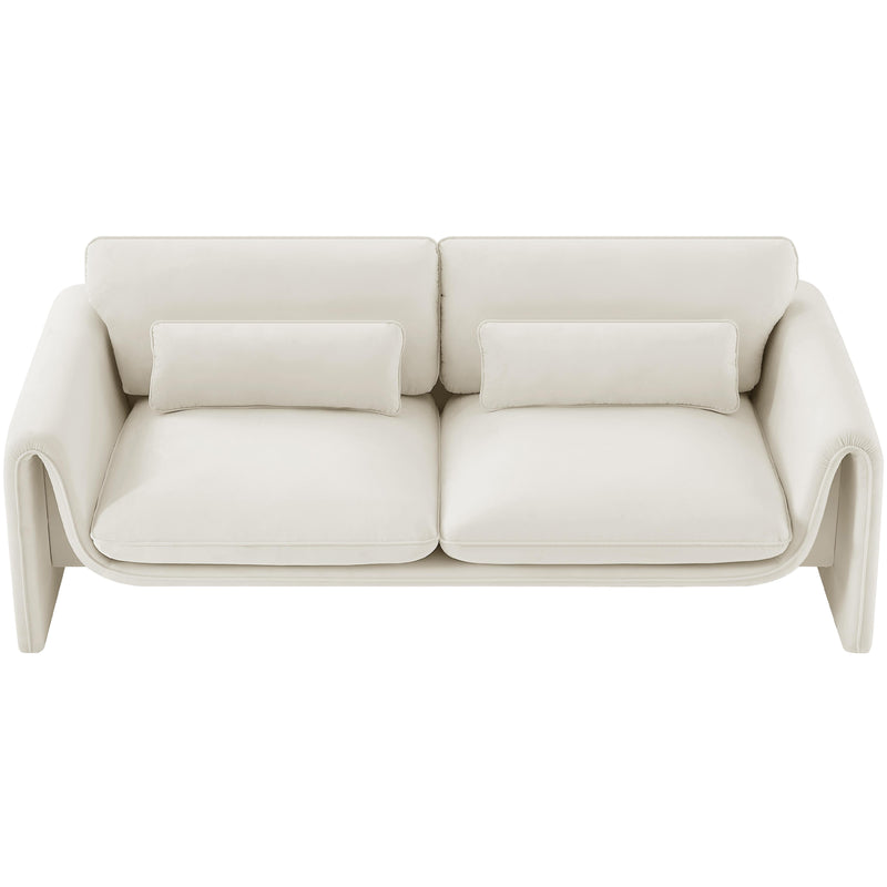 Meridian Sloan Cream Velvet Fabric Sofa IMAGE 5