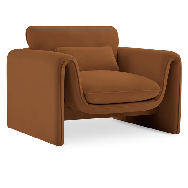 Meridian Sloan Saddle Velvet Fabric Chair IMAGE 1