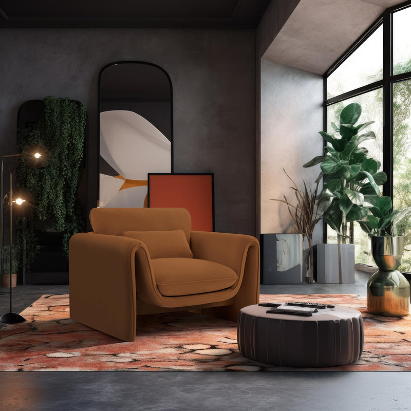 Meridian Sloan Saddle Velvet Fabric Chair IMAGE 2