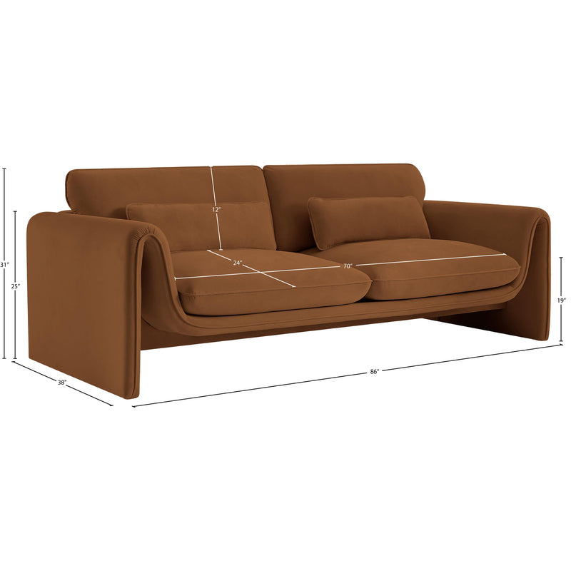Meridian Sloan Saddle Velvet Fabric Sofa IMAGE 15