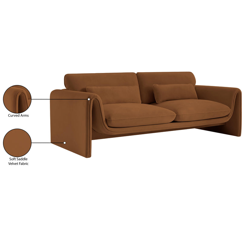 Meridian Sloan Saddle Velvet Fabric Sofa IMAGE 16