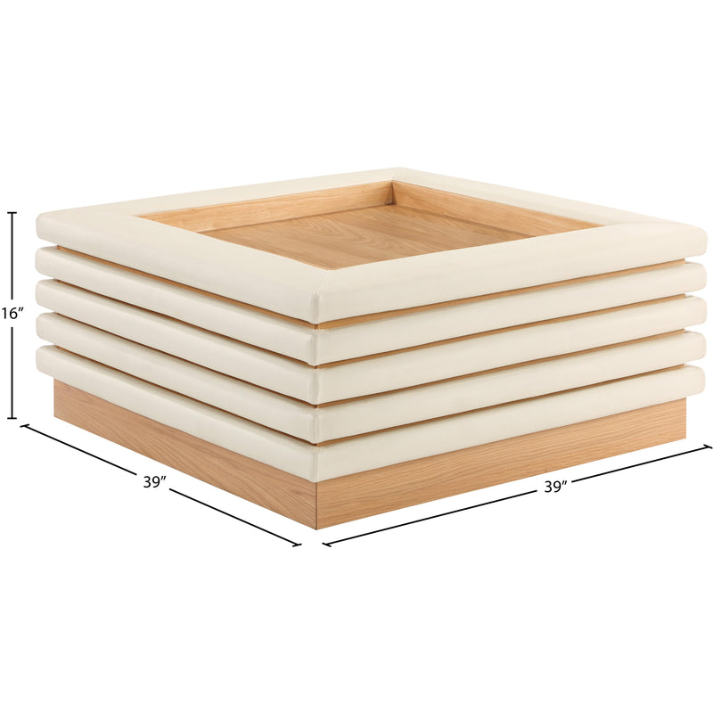 Meridian Rory Cream Vegan Leather Coffee Table IMAGE 6