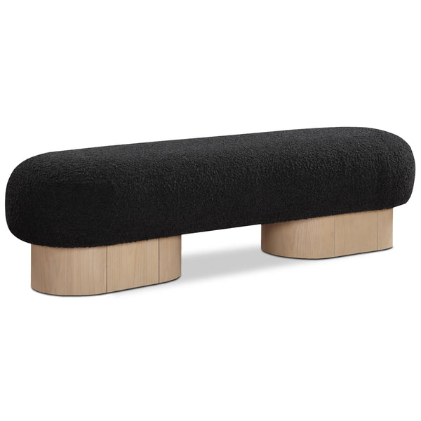 Meridian Robertson Black Boucle Fabric Bench IMAGE 1