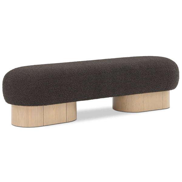 Meridian Robertson Brown Boucle Fabric Bench IMAGE 1