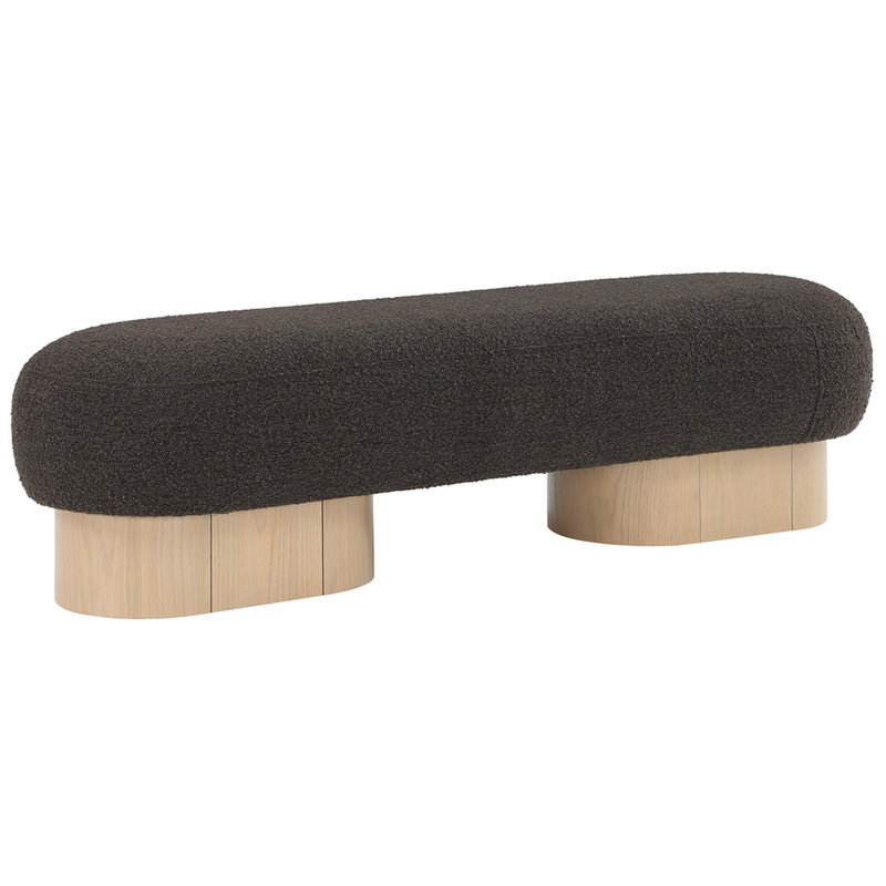 Meridian Robertson Brown Boucle Fabric Bench IMAGE 3