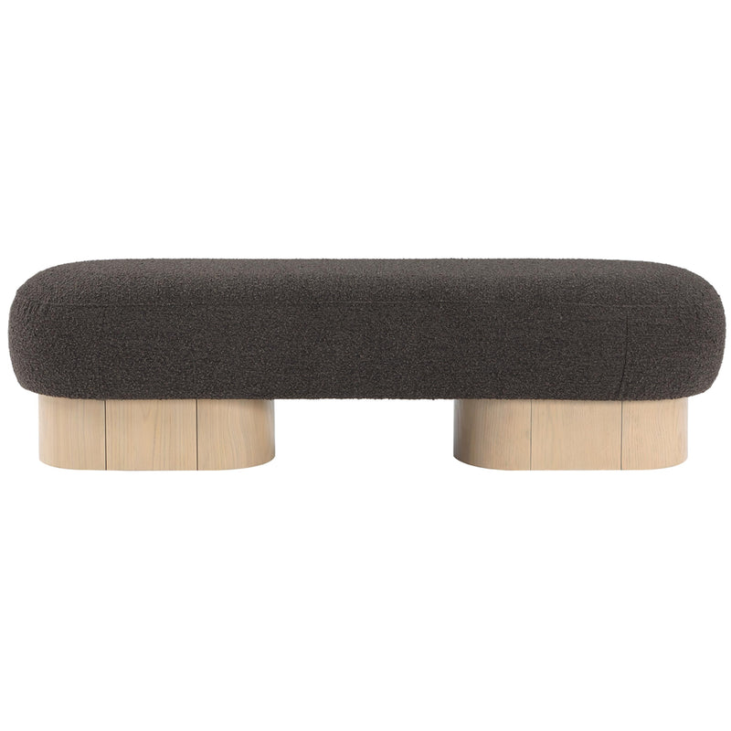 Meridian Robertson Brown Boucle Fabric Bench IMAGE 4